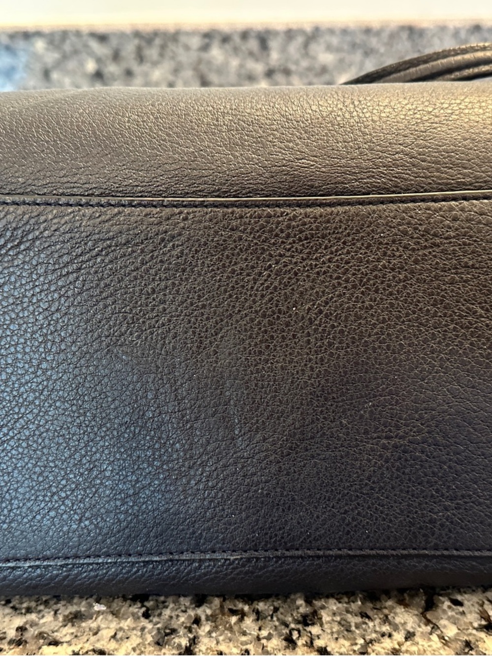 Coach Town Tote Navy Pebbled Leather Zip Top Shoulder Bag Large Work - Picture 11 of 11